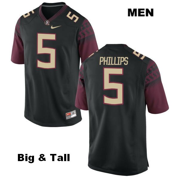 Men's NCAA Nike Florida State Seminoles #5 Da'Vante Phillips College Big & Tall Black Stitched Authentic Football Jersey DTO3869JO